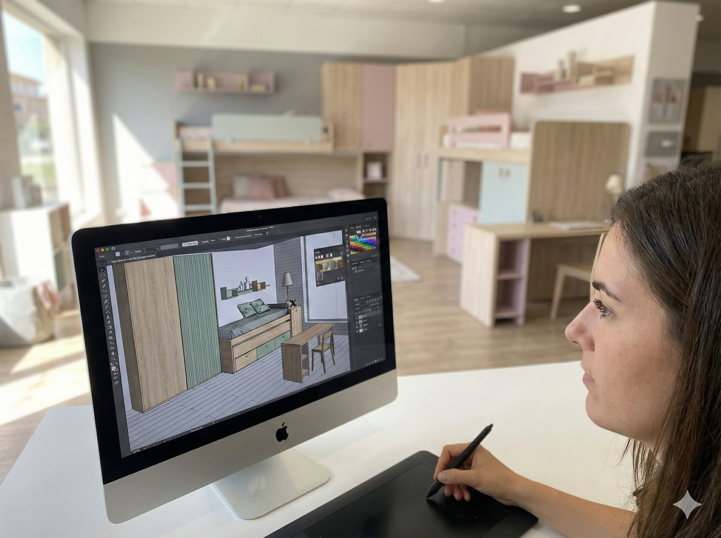 Diseño 3D de habitación juvenil